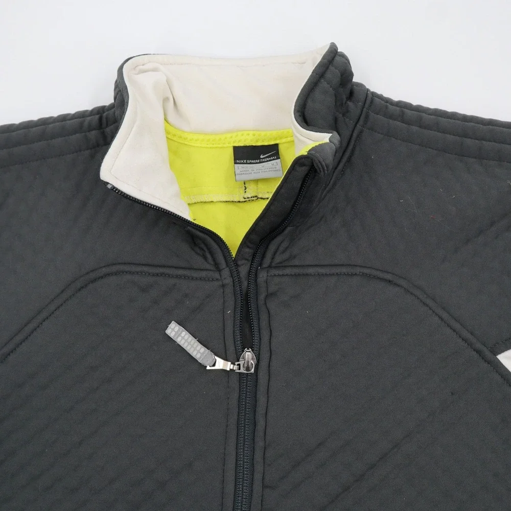 Nike Sphere Thermal Pullover Womens‎ M Grey Neon Yellow 1/4 Zip H40510STP